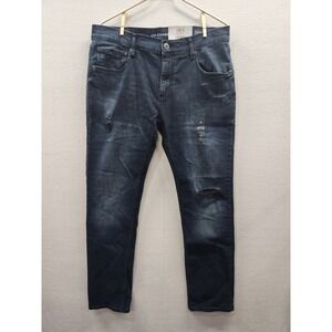 INC International Concepts Men's 34x31 Slim Straight Jeans Dark Distressed ~ NWT